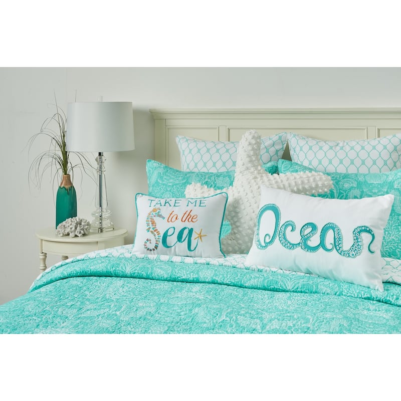 Take Me To The Sea Embroidered Throw Pillow
