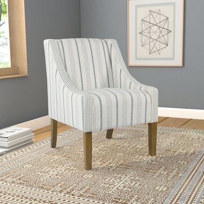HomePop Modern Swoop Accent Chair - Blue Calypso Stripe