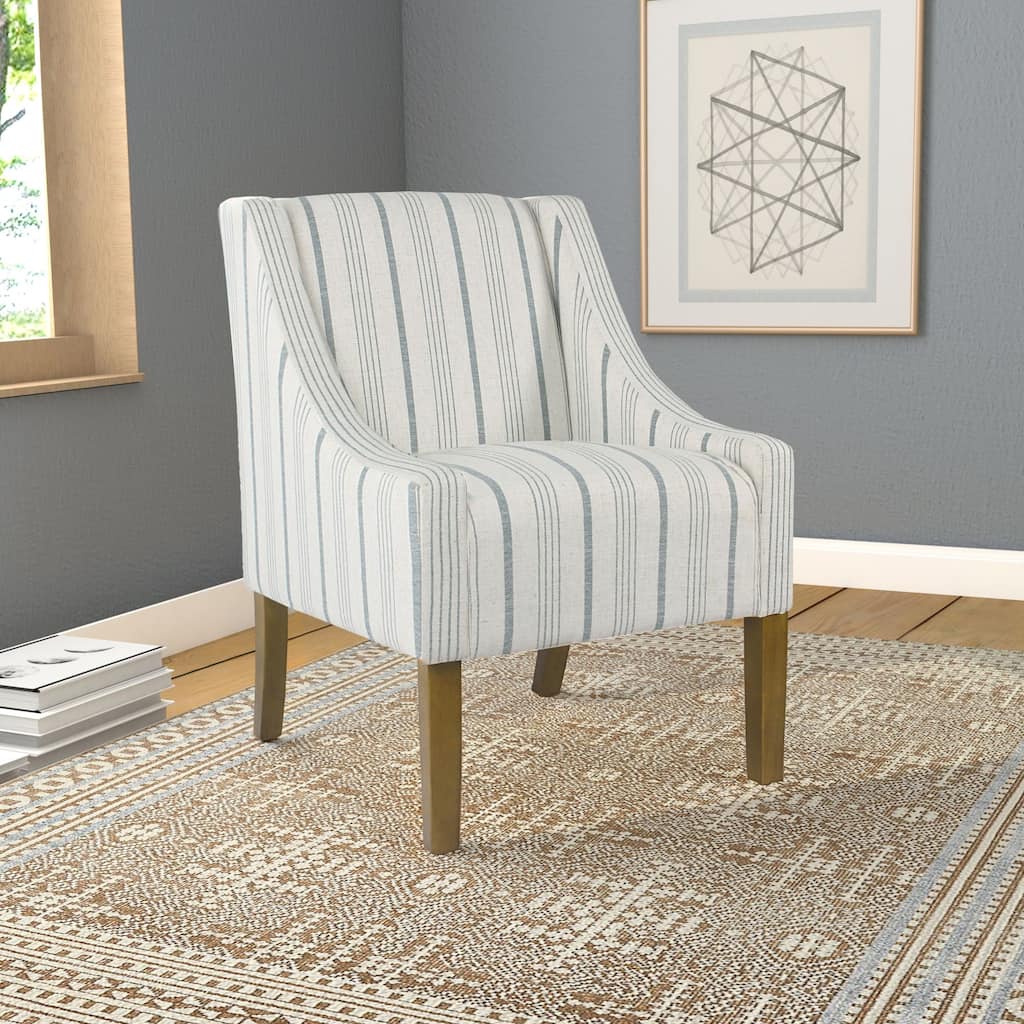 HomePop Modern Swoop Accent Chair - Blue Calypso Stripe