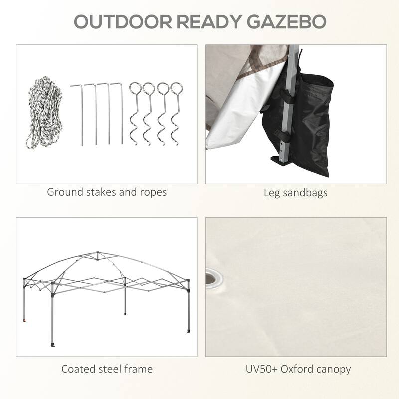 Outsunny 10' x 10' Pop Up Canopy Tent with Netting, Foldable Gazebo Tents for Parties, Height Adjustable