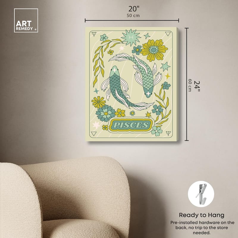 Pisces Stars Card Canvas by Art Remedy, Gallery Wrapped