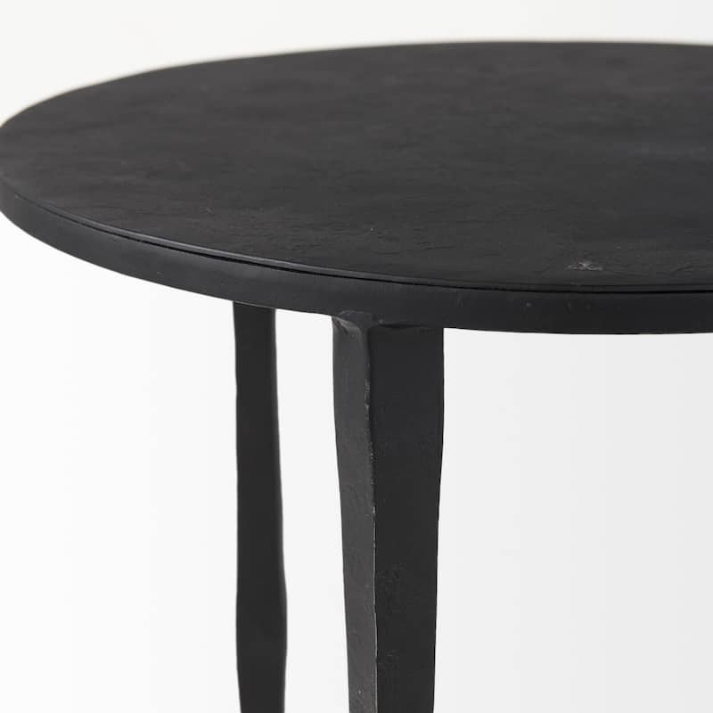 20 Inch Black Round Iron End Table with 3 Leg Base for Living Room - 16" x 16" x 20"