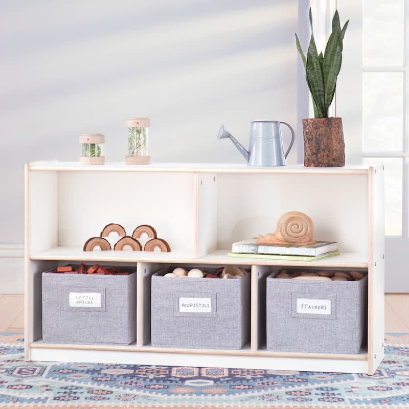 Guidecraft EdQ Essentials Two Shelf 5 Compartment Storage 24''