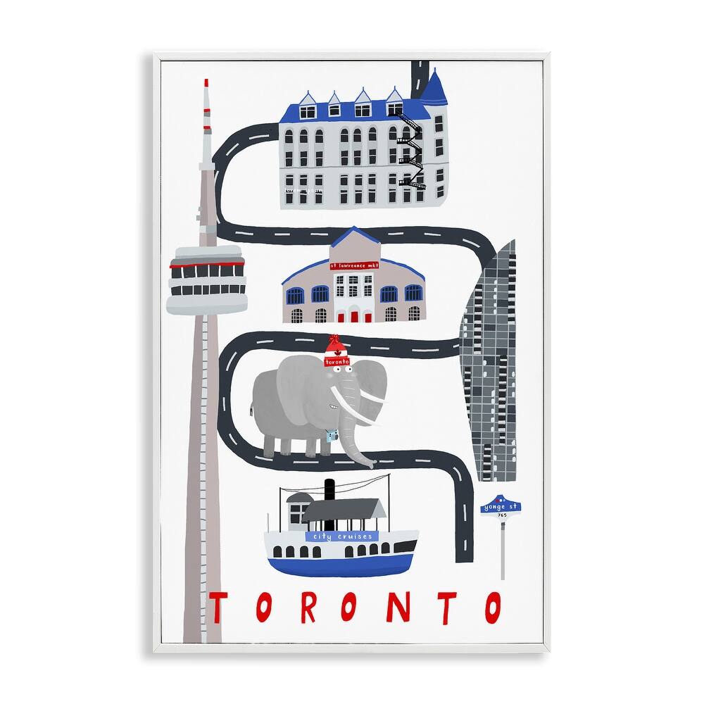 Stupell Toronto Whimsical Travel City Framed Giclee Art Design By Carla Daly