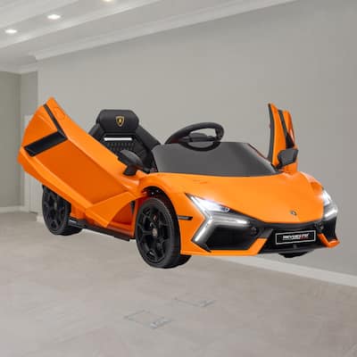 Lamborghini Revuelto Licensed 12V Kids Ride-On Electric Car with Hydraulic Doors, Remote Control, Lights, and Music