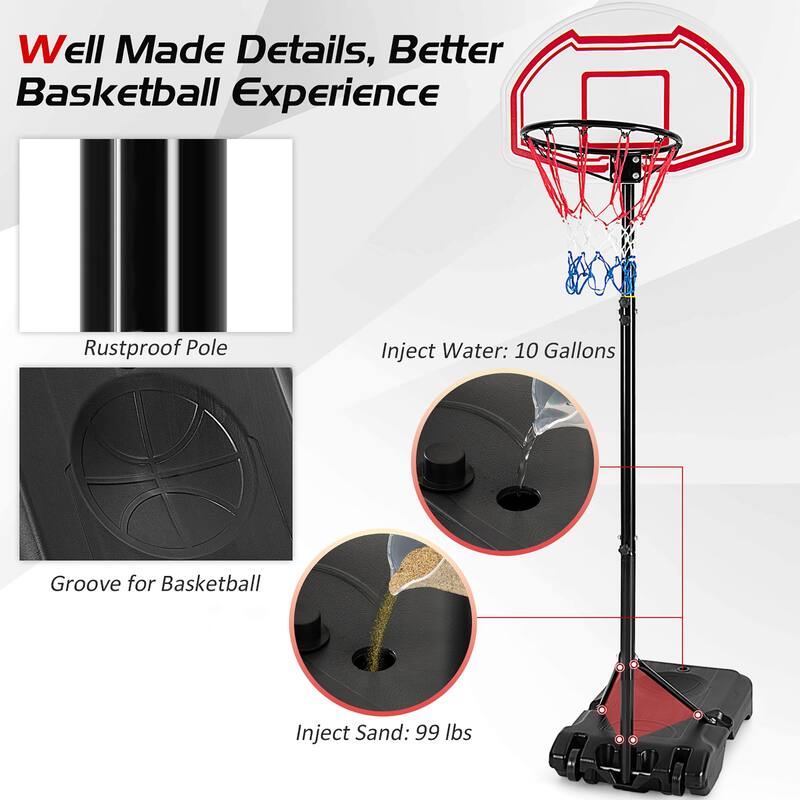 Portable Basketball Hoop Stand Height Adjustable Goal System W/2 Nets