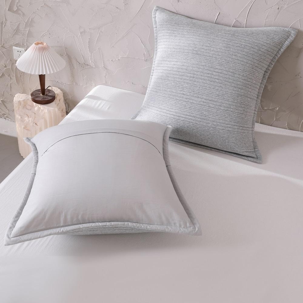 Cotton Cloud Jersey European Pillow Sham 2 Pieces Light Grey