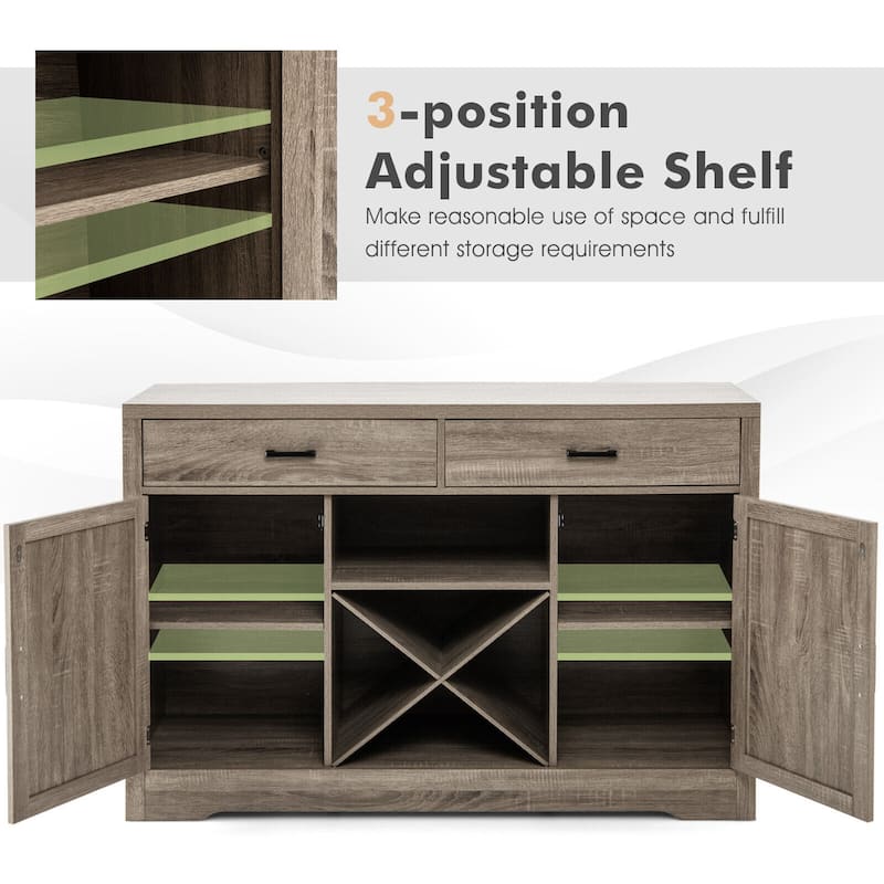 Gymax Kitchen Storage Buffet Cabinet Farmhouse Wooden Sideboard w/2
