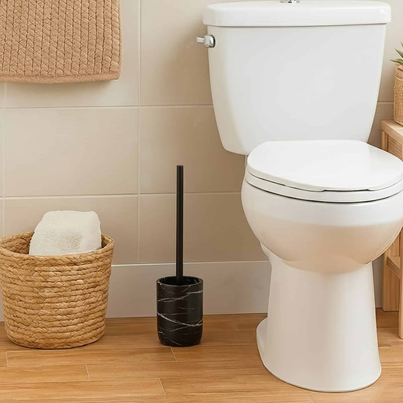 Marble Toilet Brush and Holder Set - 4 L x 4 W x 15.2 H