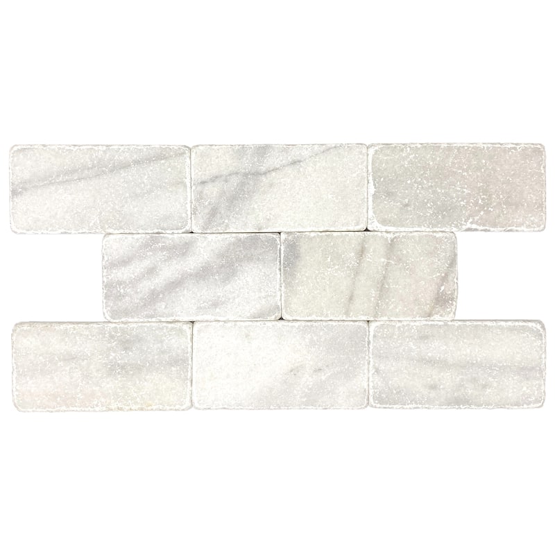 Pale Gray Marble 3" x 6" Tumbled Tile - 1 Box (5.50 sqft) - White