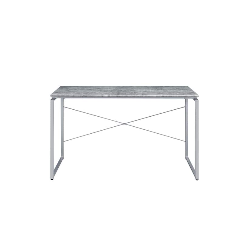 Wood Writing Desk with Black Metal Frame and Shelving - Grey