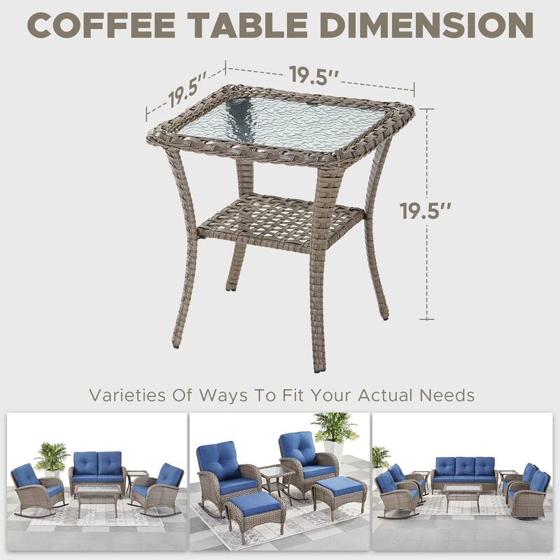 Patio Wicker Coffee Table with Storage -Gre