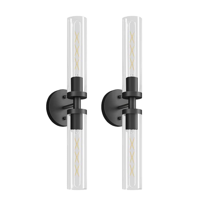 Hardwired Matte Black Wall Sconces, Set of 2