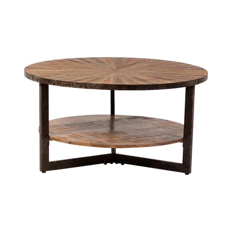 Handcrafted Round Coffee Table - 33" - Brown