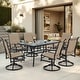 preview thumbnail 76 of 92, Versatile Outdoor Dining Sets w Swivel/Folding Chairs & Steel Slat Table and HDPE Dining Table Set for Gardens, Patios 7-Piece - Swivel-Brown