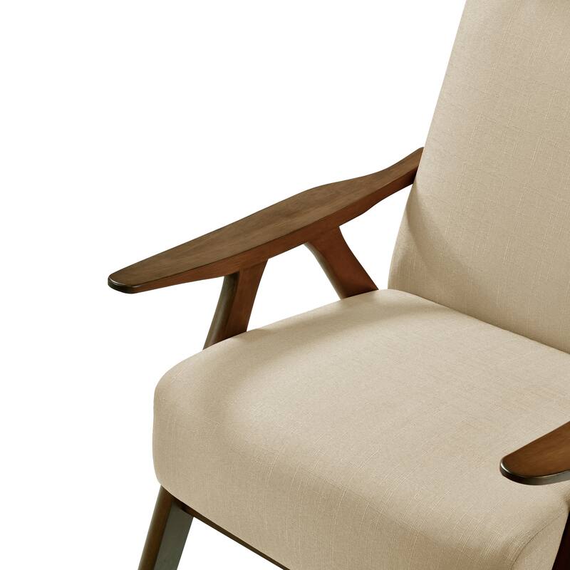 Walnut Finish Solid Wood High-Back Accent Chair