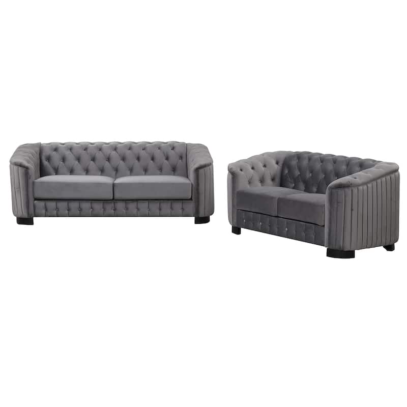 3-Piece Sofa Sets with Rubber Wood Legs,Velvet Upholstered Couches Sets Including Three Seat Sofa,Loveseat and Single Chair