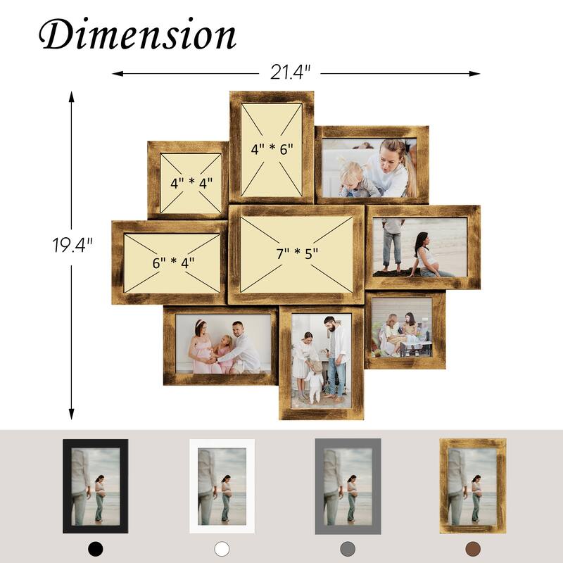 9 Opening 4x6 Family Collage Picture Frames for Wall Decor Gallery Set