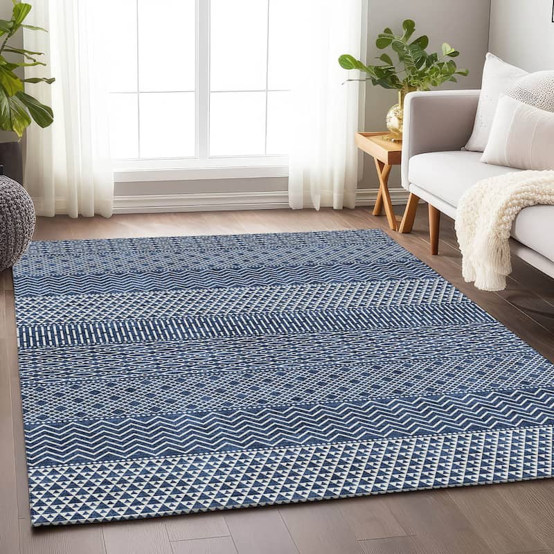 Premium Washable Super Soft Modern Moroccan Mayfield Rug - Navy - 3' x 5'