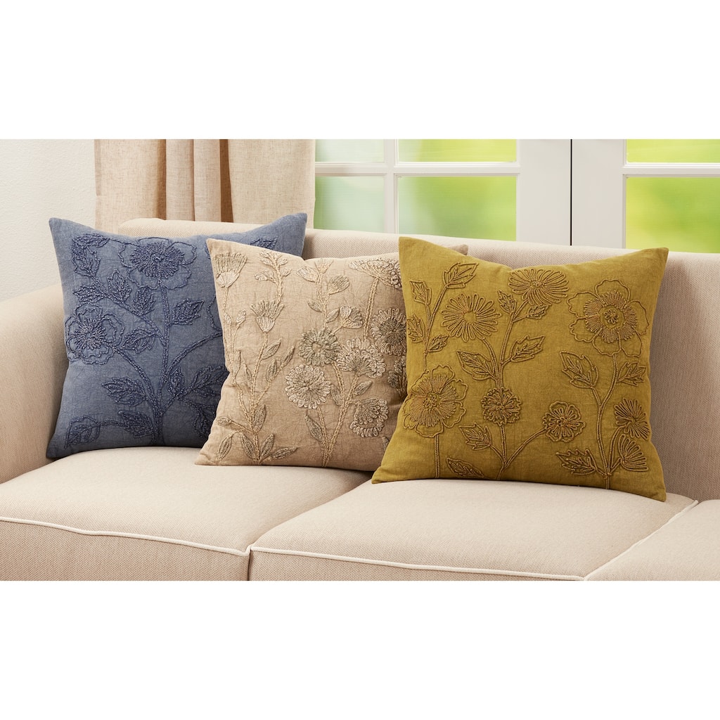 Pillow With Stone Washed Floral Design
