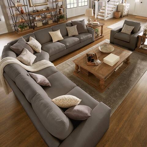 Ashton Grey Fabric Double Sided Down-Feather Modular Sectional by iNSPIRE Q Artisan