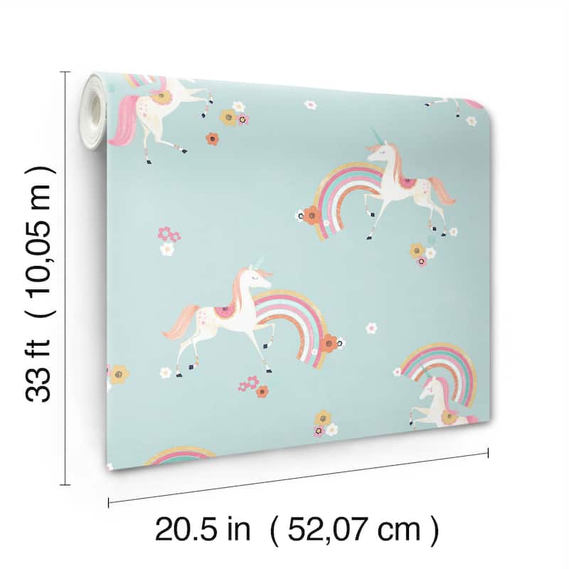 Advantage Rainbow Unicorn Blue Fantastical Wallpaper