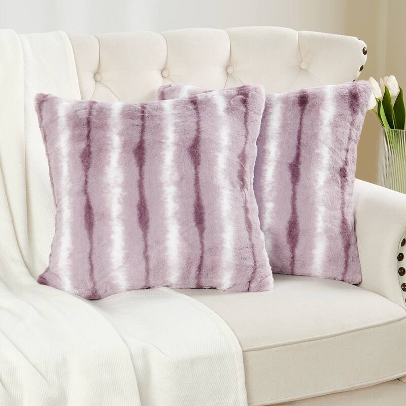 Amanda Stripe fauxfur Throw Pillow Covers Set of 2, NO INSERT