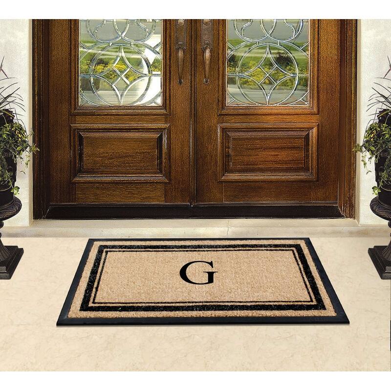 A1HC Picture Frame Natural Rubber & Coir Large Monogrammed Doormat 24"x48"