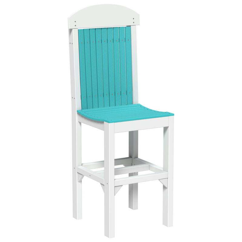Set of 4 Poly Lumber Classic Dining Chairs - Side Chair - Aruba Blue & White - Extra Tall