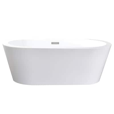 Lure 59 in. Freestanding Acrylic Flatbottom Soaking Bathtub in White