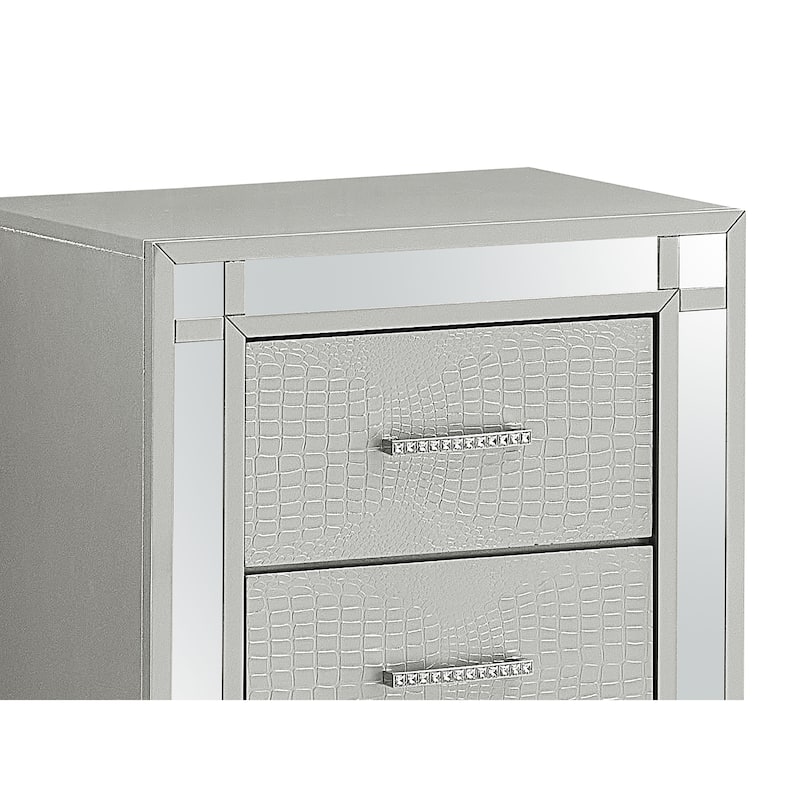 Madison Mirrored 2-drawer Croc-finish Nightstand