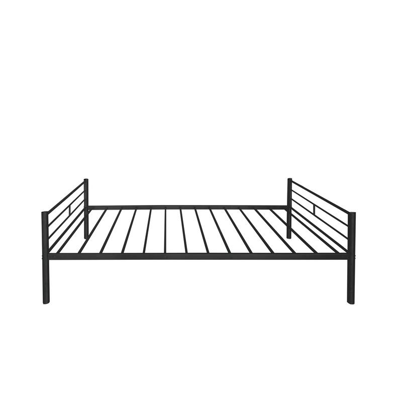 Twin-Over-Twin Steel Convertible Bunk Bed with Trundle and Detachable Design