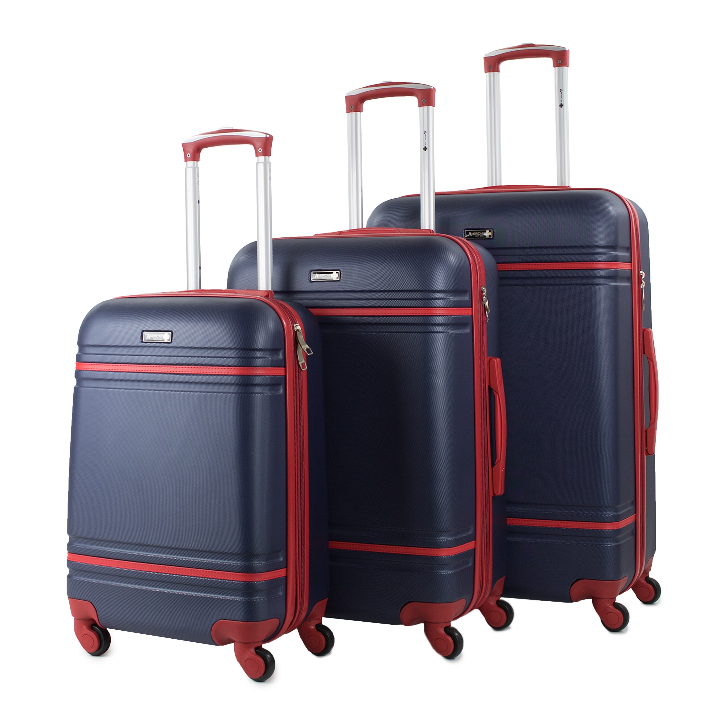 American Sport Plus Varsity 3 Piece Expandable Spinner Luggage Set Overstock 21724179