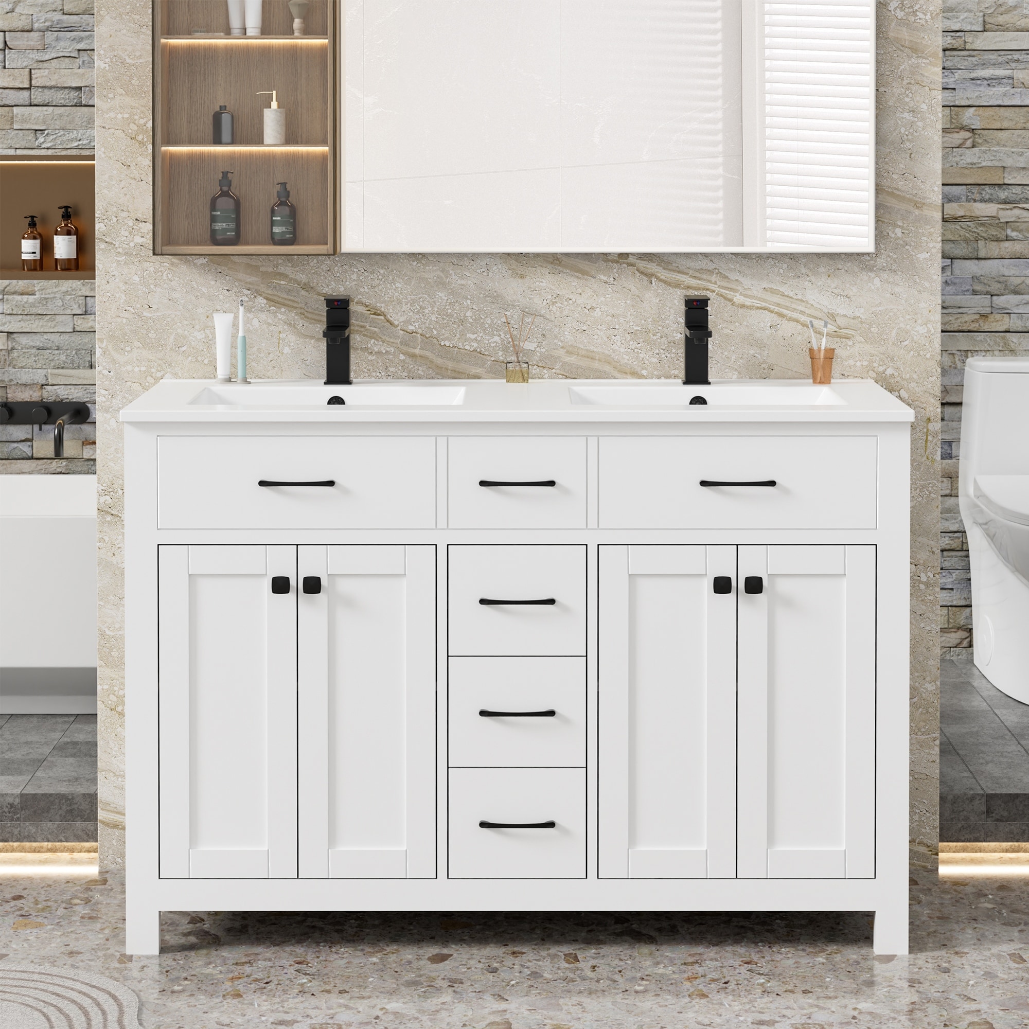 Modern Bathroom Vanity with Sink & Faucet Storage Cabinet Set