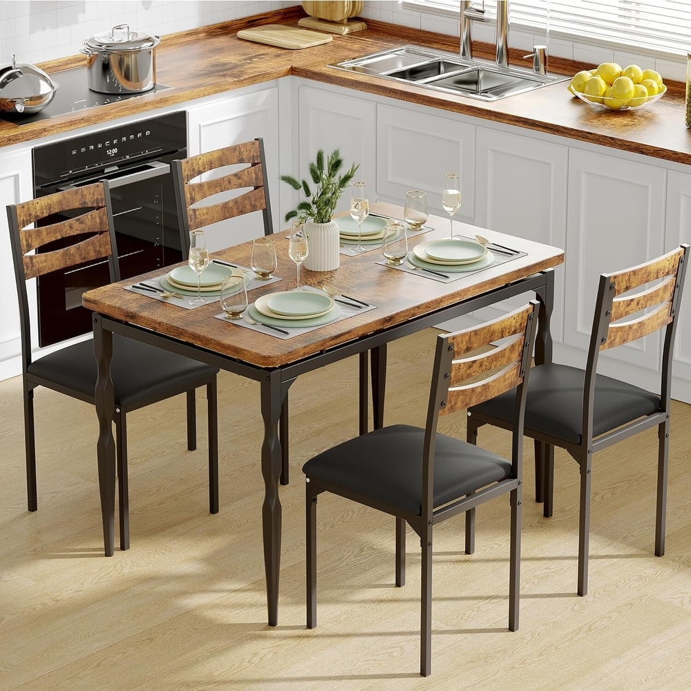 Dining Table Set for 4 with Spiral Table Legs for Small Spaces Kitchen Apartment