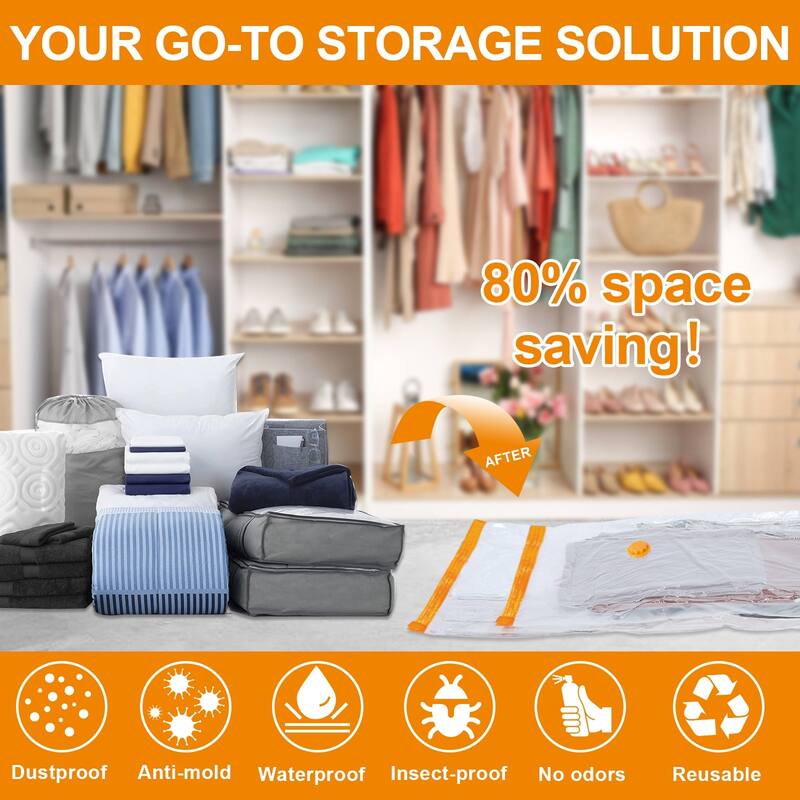 AGPtEK 10 Pcs Vacuum Storage Bags for Clothes, Blankets, Comforters