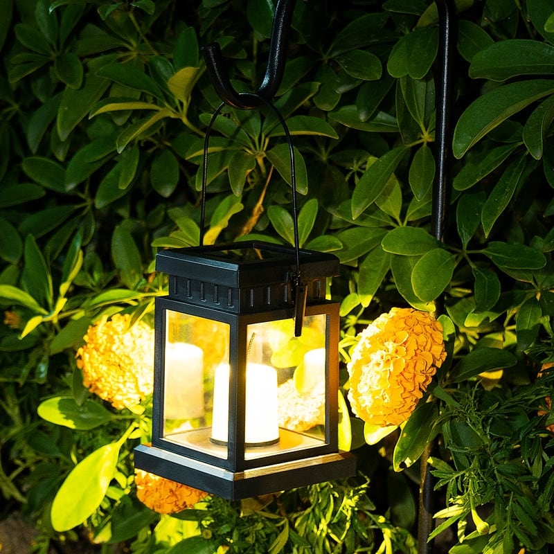 FKHouse Outdoor Solar Hanging Candle Effect Lantern with Stakes 8 Pack - 8 Pack