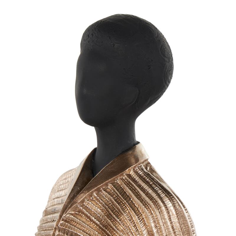 Black Resin Woman Decorative Sculpture with Ivory Attire