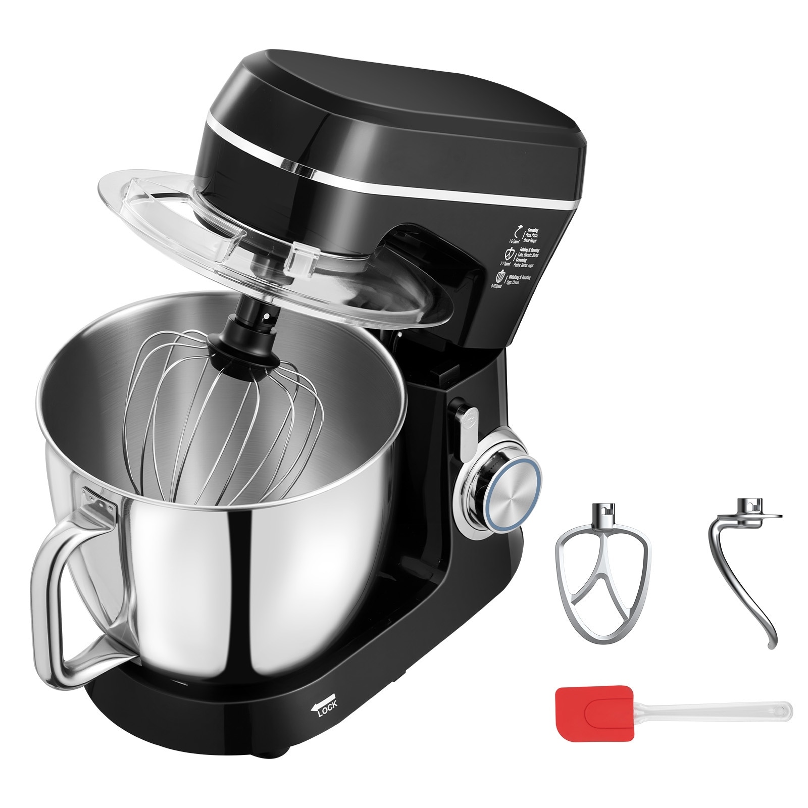 UIMOSO Stand Mixer,Tilt-head Food Mixer with Stainless Steel Bowl, Dough Hook, Wire Whip, Flat Beater