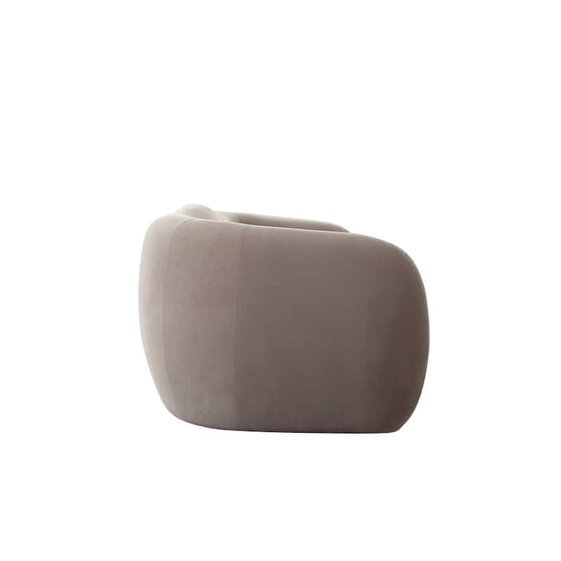 Moe Sofa in Taupe Performance Velvet, Scalloped Backrest, 97 Inch