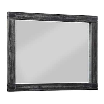 Rustic Style Wooden Frame Rectangular Beveled Mirror, Gray