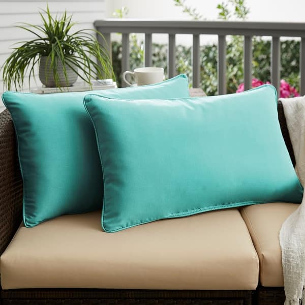 Sunbrella Canvas Aruba Corded Indoor Outdoor Pillows Set Of 2 Overstock 8701052