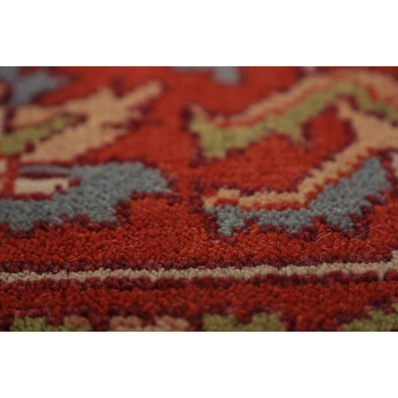 Orange Medallion Heriz Serapi Indian Rug Hand-Knotted Wool Carpet - 8'11"x 11'7"