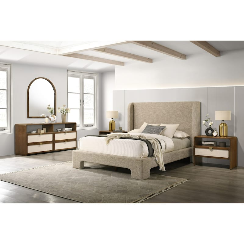 Modrest Emilio Modern Beige Fabric Bed