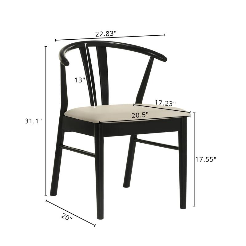 Dining Chairs, Curved Back Design, Set of 2, 22.83"W x 20"D x 31.1"H