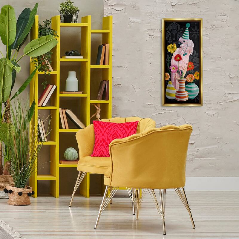 Stupell Cockatoo & Striped Vases Framed Floater Canvas Wall Art Design By Heather Gauthier