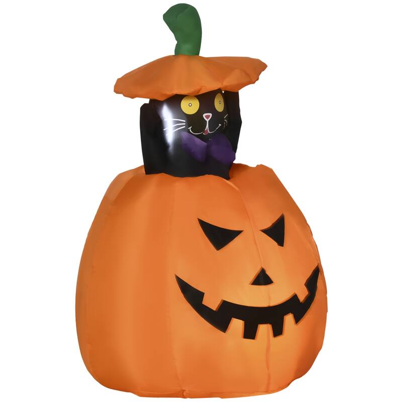 Outsunny 4 ft. Black Cat Halloween Inflatable Pumpkin Halloween Decoration