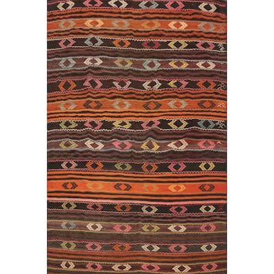 Hand Woven Oriental 100% Wool Carpet Southwestern Tribal Multi-Colored Kilim Area Rug - 8' 4'' X 6' 6''