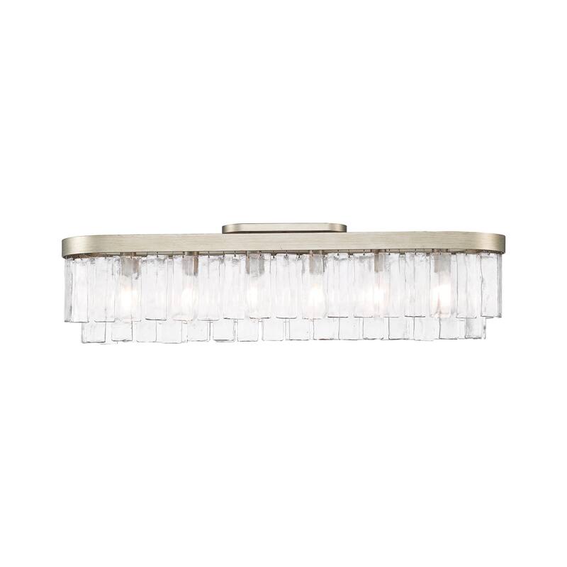 Ciara 6-Light Flush Mount in White Gold with Hammered Water Glass