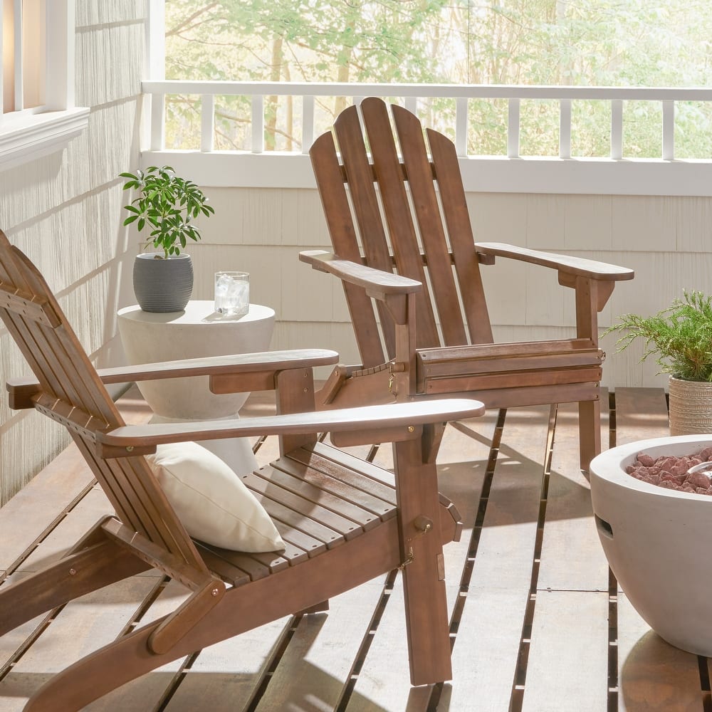 Hollywood Outdoor Outdoor Acacia Wood Foldable Adirondack Chairs (Set of 2) by Christopher Knight Home